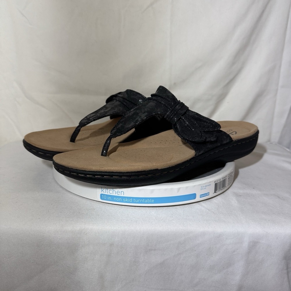 Clarks Collection Knotted Thong Sandals Laurieann Rae Black 10 M